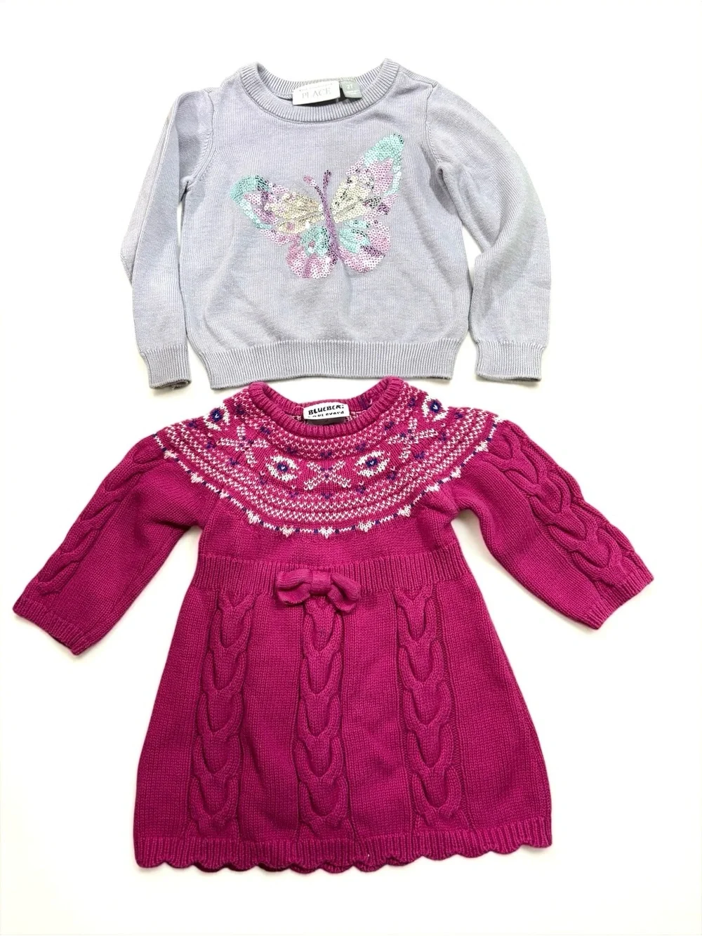2T Girly Bundle The Children’s Place Butterfly Sequin Top Blueberi Sweater Tunic
